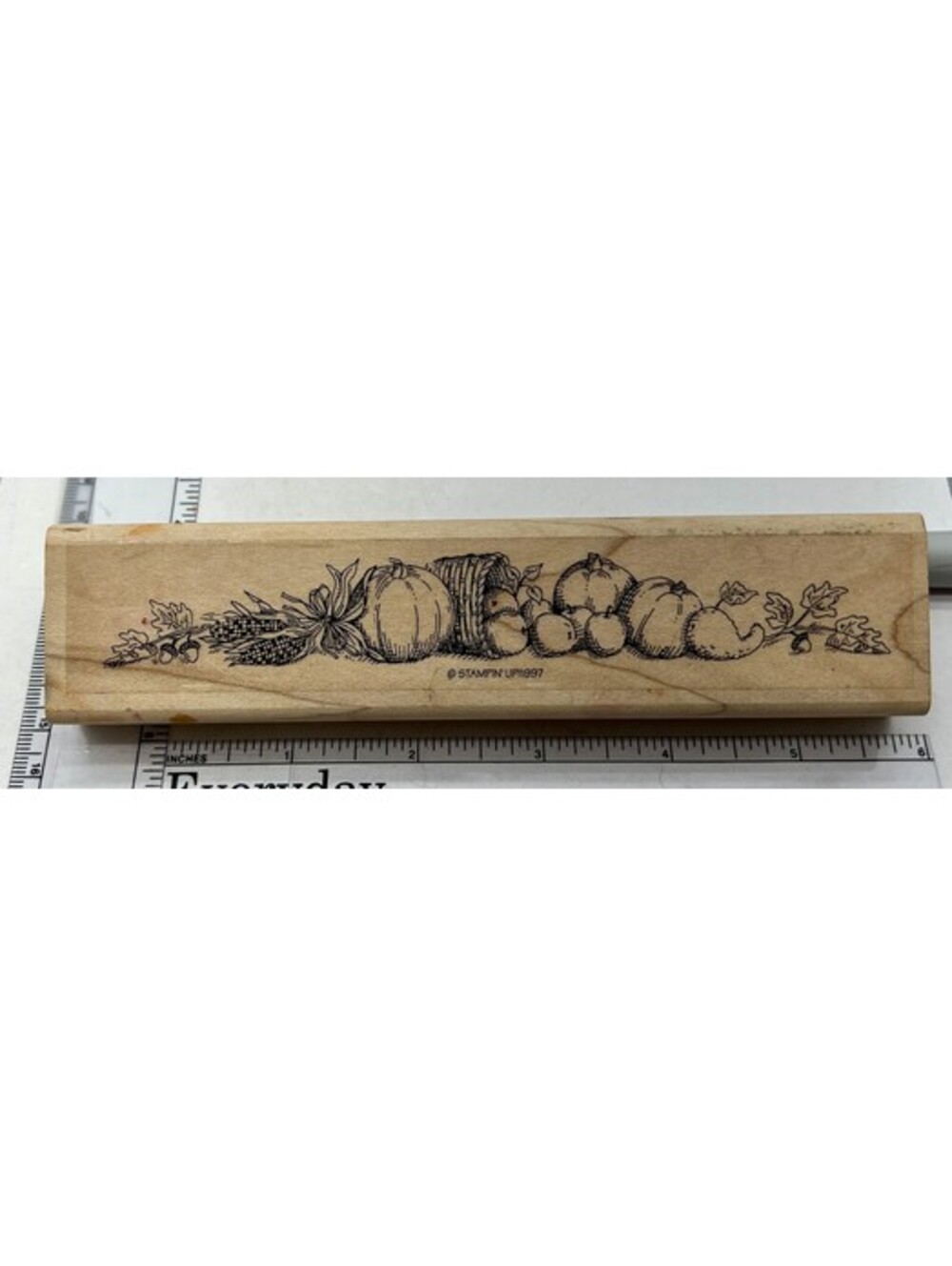 Vintage Stampin' Up 1997 Fall Harvest Border Wood Rubber Stamp 6.25in